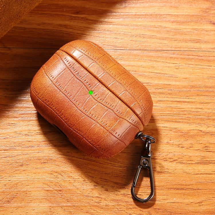 For AirPods Pro Crocodile Texture Earphone Protective Case(Light Brown) - free shipping - PMC Jewellery - Order now!