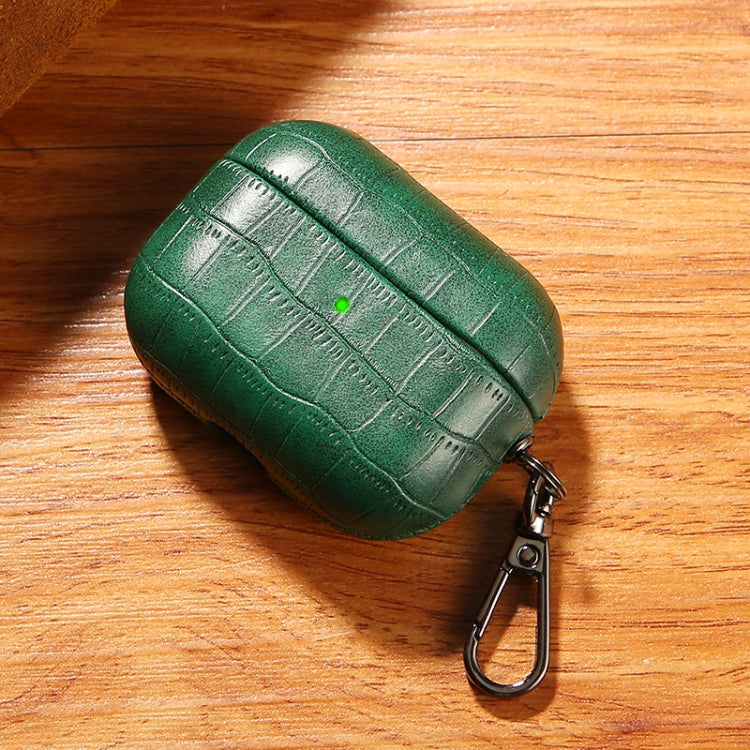 For AirPods 4 Crocodile Texture Earphone Protective Case(Dark Green)