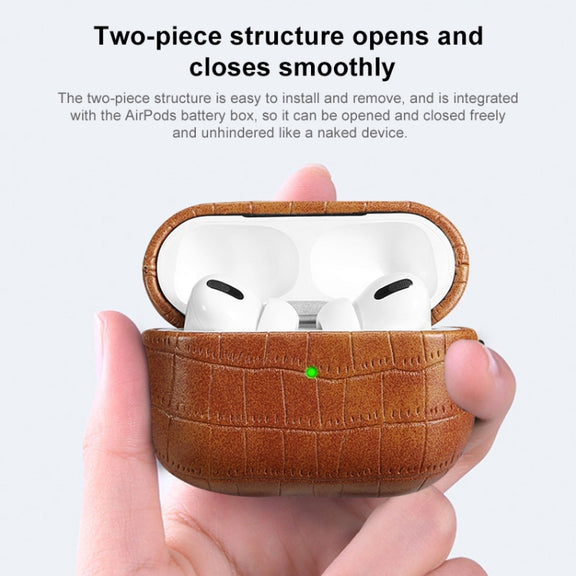 For AirPods Pro 2 Crocodile Texture Earphone Protective Case(Rose Gold)