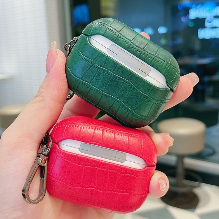 For AirPods 3 Crocodile Texture Earphone Protective Case(Dark Green) - For AirPods 3 by PMC Jewellery | Online Shopping South Africa | PMC Jewellery | Buy Now Pay Later Mobicred
