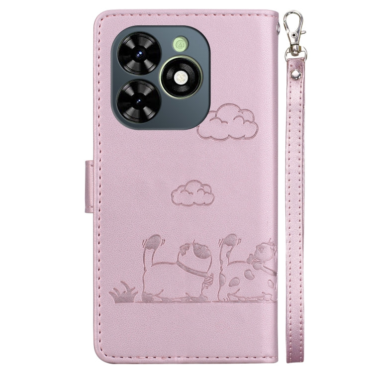 For Tecno Spark Go 2024 / 20 / 20C Cute Cats RFID Leather Phone Case(Rose Gold)
