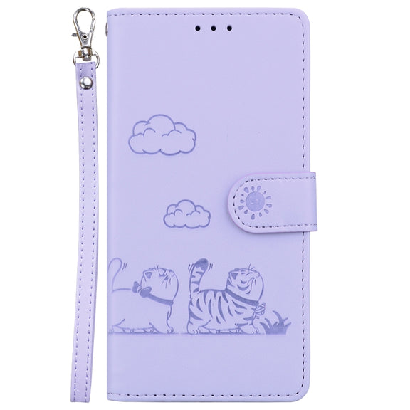 For Tecno Spark Go 2024 / 20 / 20C Cute Cats RFID Leather Phone Case(Purple)