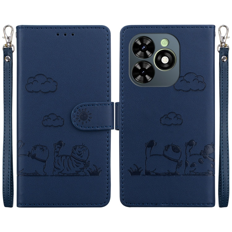 For Tecno Spark Go 2024 / 20 / 20C Cute Cats RFID Leather Phone Case(Blue) - Tecno Cases by PMC Jewellery | Online Shopping South Africa | PMC Jewellery | Buy Now Pay Later Mobicred