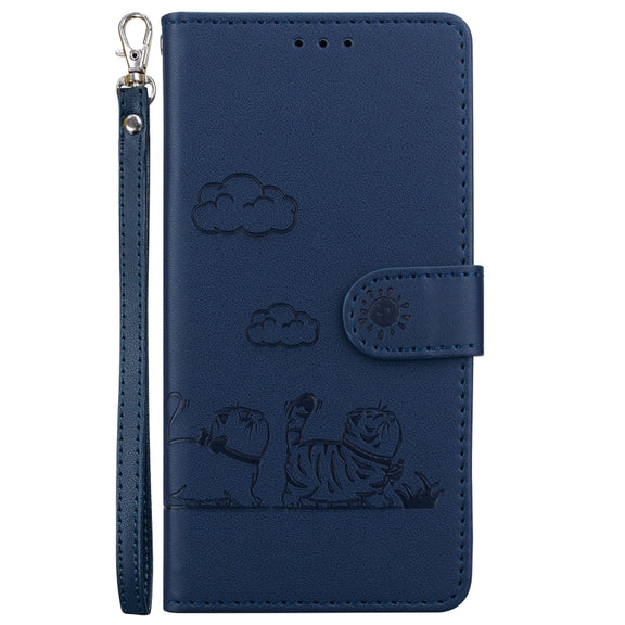 For Tecno Spark Go 2024 / 20 / 20C Cute Cats RFID Leather Phone Case(Blue)