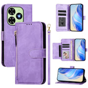 For Tecno Spark Go 2024 Multi-Card Slots Zipper Wallet Leather Phone Case(Purple)