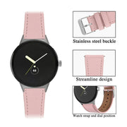 For Google Pixel Watch 3 45mm Round Tail Genuine Leather Watch Band(Pink)