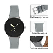 For Google Pixel Watch 3 45mm Round Tail Genuine Leather Watch Band(Grey)