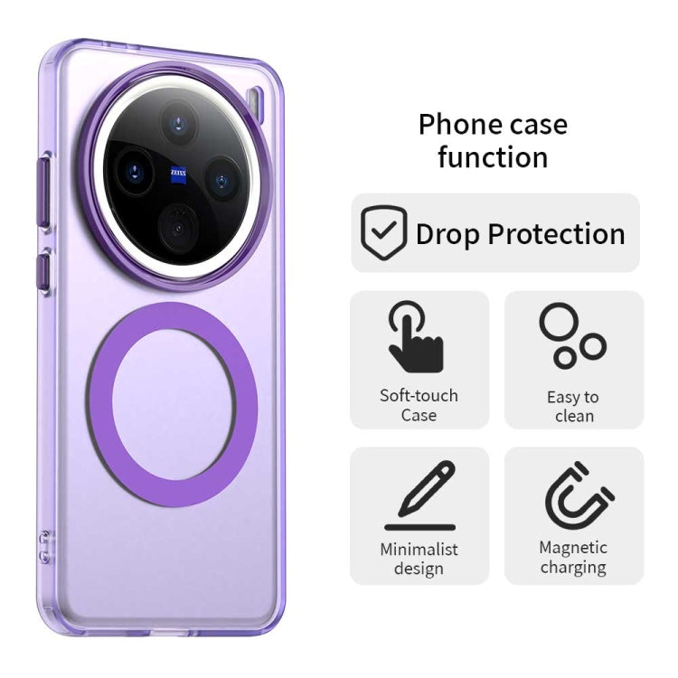 For vivo X200 Candy Magsafe PC Hybrid TPU Phone Case(Purple)