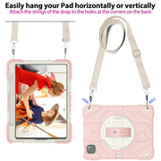 For iPad Pro 11 2022 / Air 10.9 2022 Bat Hand Grip Turntable Stand Tablet Case(Pink White)
