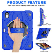 For iPad Air 11 2024 / 10.9 2022 Bat Hand Grip Turntable Stand Tablet Case(Blue Black)