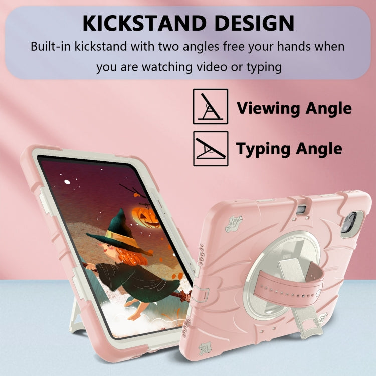 For iPad Pro 11 2024 Bat Hand Grip Turntable Stand Tablet Case(Pink White) - free shipping - PMC Jewellery - Order now!