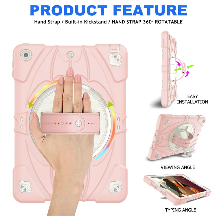For iPad 9.7 2018 / 2017 / Air 2 Bat Hand Grip Turntable Stand Tablet Case(Pink White) - iPad 9.7 (2018) & (2017) Cases by PMC Jewellery | Online Shopping South Africa | PMC Jewellery | Buy Now Pay Later Mobicred