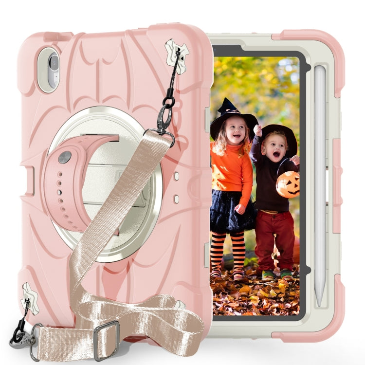 For iPad mini 6 / mini 2024 Bat Hand Grip Turntable Stand Tablet Case(Pink White) - iPad mini 6 Cases by PMC Jewellery | Online Shopping South Africa | PMC Jewellery | Buy Now Pay Later Mobicred