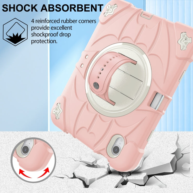 For iPad mini 6 / mini 2024 Bat Hand Grip Turntable Stand Tablet Case(Pink White) - iPad mini 6 Cases by PMC Jewellery | Online Shopping South Africa | PMC Jewellery | Buy Now Pay Later Mobicred
