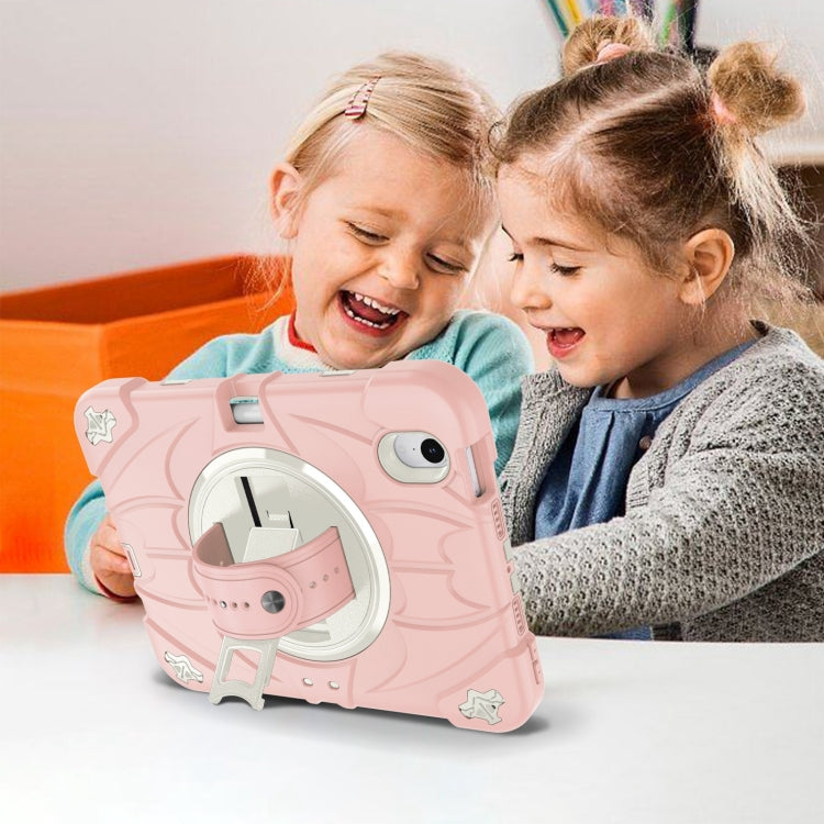 For iPad mini 6 / mini 2024 Bat Hand Grip Turntable Stand Tablet Case(Pink White) - iPad mini 6 Cases by PMC Jewellery | Online Shopping South Africa | PMC Jewellery | Buy Now Pay Later Mobicred