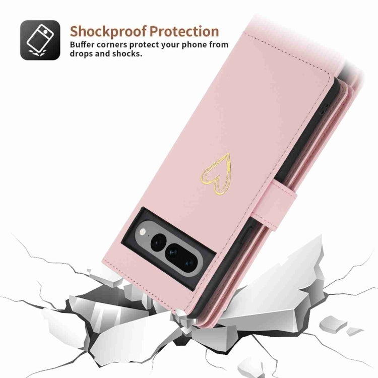 For Google Pixel 7 Pro POLA Love Multi-Card Slots Zipper Wallet Leather Phone Case(Pink) - Google Cases by POLA | Online Shopping South Africa | PMC TechLife | Buy Now Pay Later Mobicred