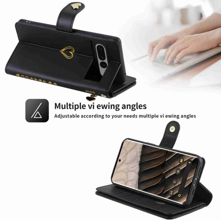 For Google Pixel 7 Pro POLA Love Multi-Card Slots Zipper Wallet Leather Phone Case(Black) - free shipping - PMC Jewellery - Order now!