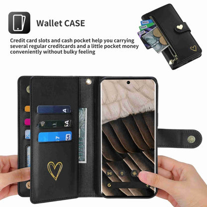 For Google Pixel 7 Pro POLA Love Multi-Card Slots Zipper Wallet Leather Phone Case(Black) - free shipping - PMC Jewellery - Order now!