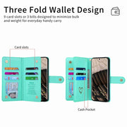 For Google Pixel 7 Pro POLA Love Multi-Card Slots Zipper Wallet Leather Phone Case(Light Green)