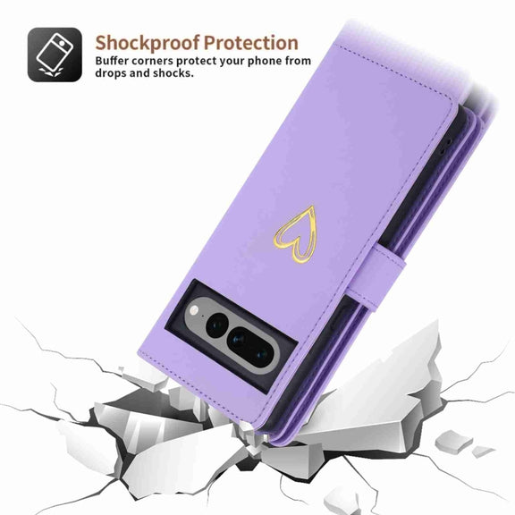 For Google Pixel 7 Pro POLA Love Multi-Card Slots Zipper Wallet Leather Phone Case(Purple)
