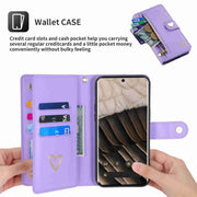 For Google Pixel 7 Pro POLA Love Multi-Card Slots Zipper Wallet Leather Phone Case(Purple)