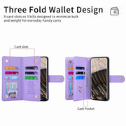 For Google Pixel 7 Pro POLA Love Multi-Card Slots Zipper Wallet Leather Phone Case(Purple)