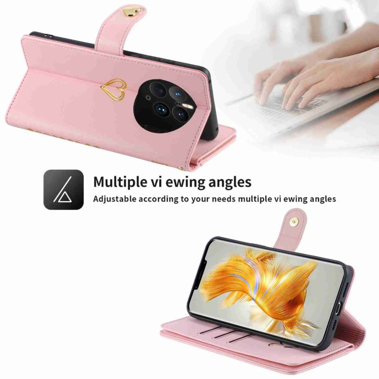 For Huawei Mate 50 Pro POLA Love Multi-Card Slots Zipper Wallet Leather Phone Case(Pink) - free shipping - PMC Jewellery - Order now!