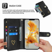 For Huawei Mate 50 Pro POLA Love Multi-Card Slots Zipper Wallet Leather Phone Case(Black)