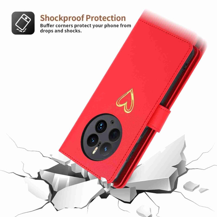 For Huawei Mate 50 Pro POLA Love Multi-Card Slots Zipper Wallet Leather Phone Case(Red) - free shipping - PMC TechLife - Order now!