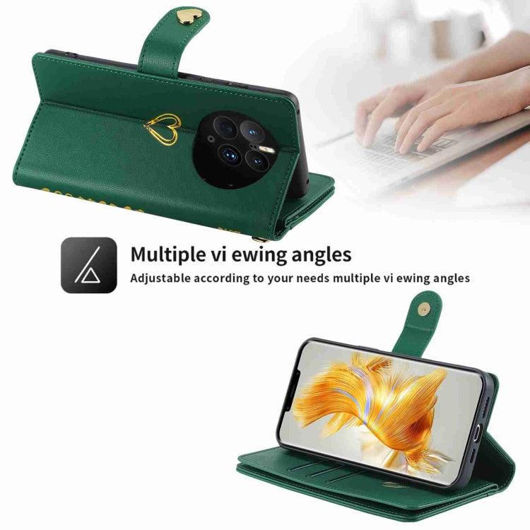 For Huawei Mate 50 Pro POLA Love Multi-Card Slots Zipper Wallet Leather Phone Case(Dark Green) - Huawei Cases by POLA | Online Shopping South Africa | PMC Jewellery | Buy Now Pay Later Mobicred