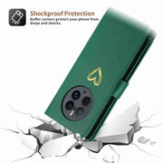 For Huawei Mate 50 Pro POLA Love Multi-Card Slots Zipper Wallet Leather Phone Case(Dark Green)