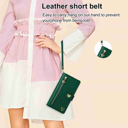 For Huawei Mate 50 Pro POLA Love Multi-Card Slots Zipper Wallet Leather Phone Case(Dark Green) - Huawei Cases by POLA | Online Shopping South Africa | PMC Jewellery | Buy Now Pay Later Mobicred