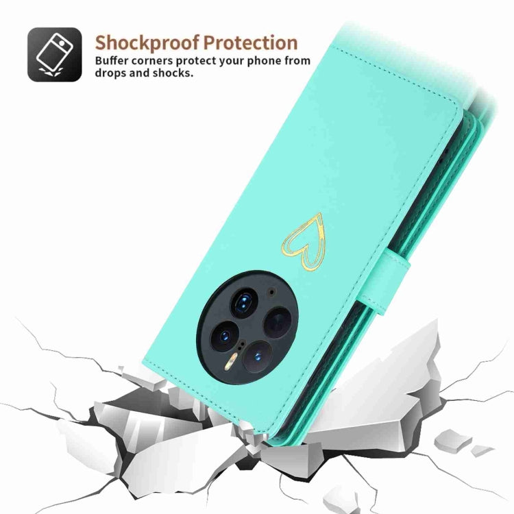For Huawei Mate 50 Pro POLA Love Multi-Card Slots Zipper Wallet Leather Phone Case(Light Green) - free shipping - PMC Jewellery - Order now!