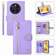 For Huawei Mate 50 Pro POLA Love Multi-Card Slots Zipper Wallet Leather Phone Case(Purple) - free shipping - PMC TechLife - Order now!