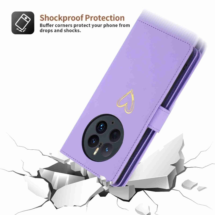For Huawei Mate 50 Pro POLA Love Multi-Card Slots Zipper Wallet Leather Phone Case(Purple) - free shipping - PMC Jewellery - Order now!
