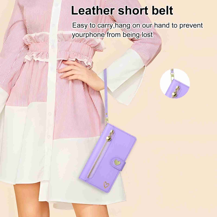 For Huawei Mate 50 Pro POLA Love Multi-Card Slots Zipper Wallet Leather Phone Case(Purple) - free shipping - PMC Jewellery - Order now!