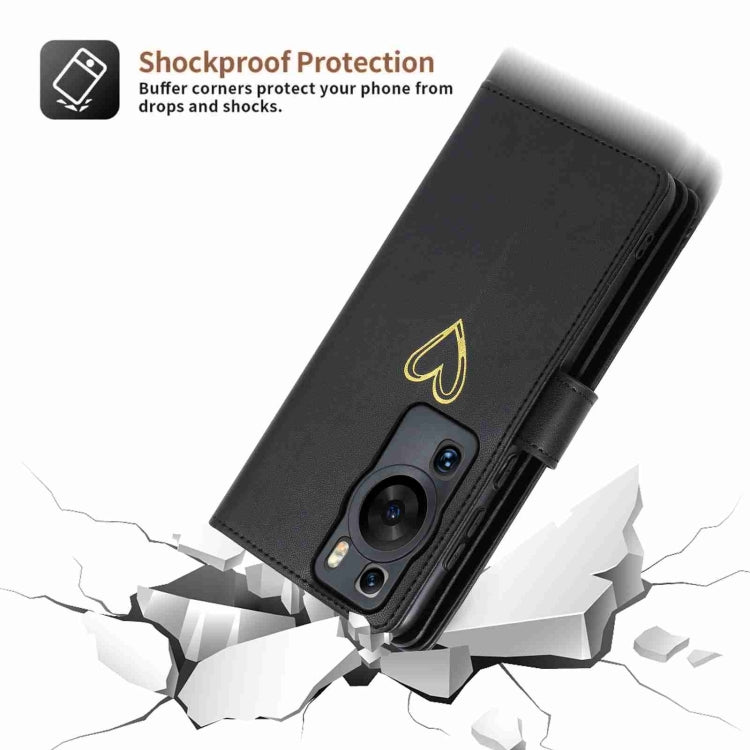 For Huawei P60 Pro POLA Love Multi-Card Slots Zipper Wallet Leather Phone Case(Black) - Huawei Cases by POLA | Online Shopping South Africa | PMC Jewellery | Buy Now Pay Later Mobicred