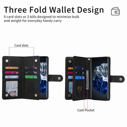 For Huawei P60 Pro POLA Love Multi-Card Slots Zipper Wallet Leather Phone Case(Black) - Huawei Cases by POLA | Online Shopping South Africa | PMC Jewellery | Buy Now Pay Later Mobicred