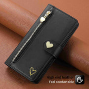 For Huawei P60 Pro POLA Love Multi-Card Slots Zipper Wallet Leather Phone Case(Black)
