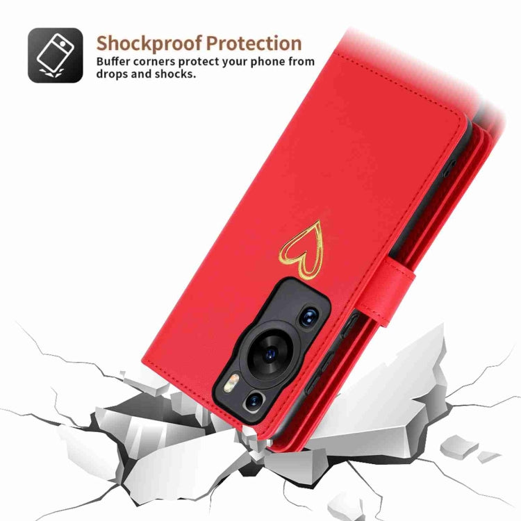 For Huawei P60 Pro POLA Love Multi-Card Slots Zipper Wallet Leather Phone Case(Red) - free shipping - PMC TechLife - Order now!