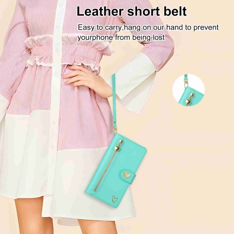 For Huawei P60 Pro POLA Love Multi-Card Slots Zipper Wallet Leather Phone Case(Light Green) - free shipping - PMC Jewellery - Order now!