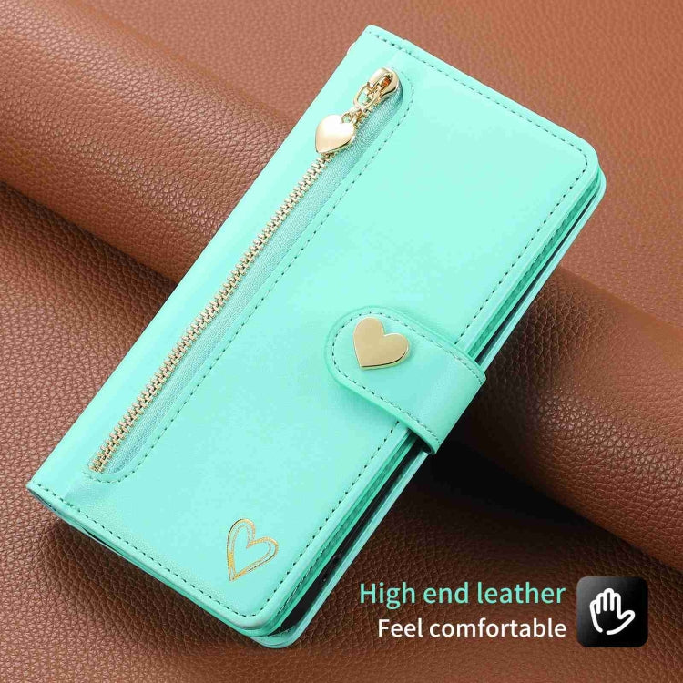 For Huawei P60 Pro POLA Love Multi-Card Slots Zipper Wallet Leather Phone Case(Light Green) - free shipping - PMC Jewellery - Order now!