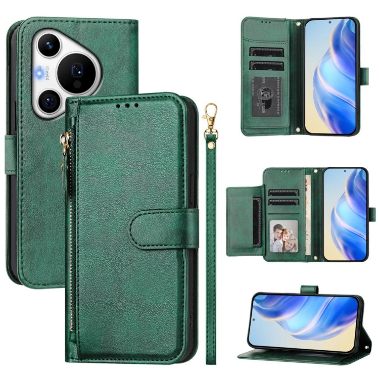 For Huawei Pura 70 Pro / Pura 70 Pro+ Multi-Card Slots Zipper Wallet Leather Phone Case(Green) - free shipping - PMC Jewellery - Order now!