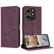 For Tecno Spark Go 2024 4G Embossed Kitten Phone Leather Case with Lanyard(Wine Red) - Tecno Cases by PMC Jewellery | Online Shopping South Africa | PMC Jewellery | Buy Now Pay Later Mobicred