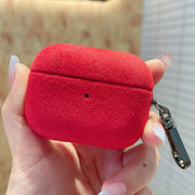 For AirPods Pro 2 Turn Fur Bluetooth Earphone PC Protective Case(Red)