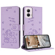 For Motorola Moto G Power 5G 2024 Embossed Kitten Phone Leather Case with Lanyard(Purple) - free shipping - PMC Jewellery - Order now!