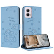 For Motorola Moto G Power 5G 2024 Embossed Kitten Phone Leather Case with Lanyard(Blue) - Motorola Cases by PMC Jewellery | Online Shopping South Africa | PMC Jewellery | Buy Now Pay Later Mobicred