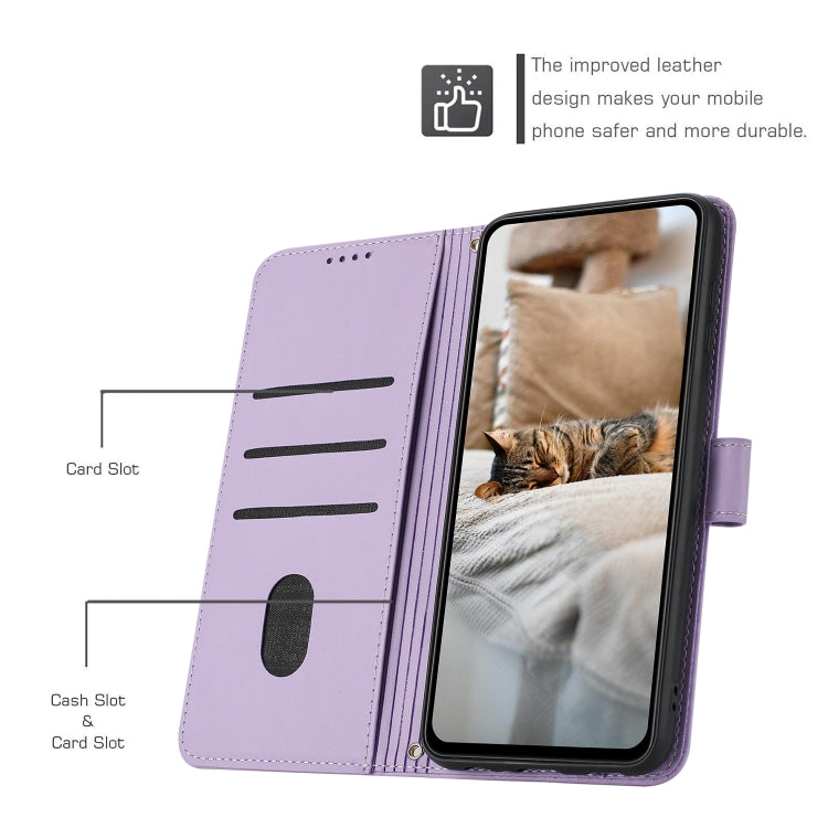 For Samsung Galaxy S25+ / S24+ 5G Embossed Kitten Phone Leather Case with Lanyard(Purple) - Galaxy S24+ 5G Cases by PMC Jewellery | Online Shopping South Africa | PMC Jewellery | Buy Now Pay Later Mobicred