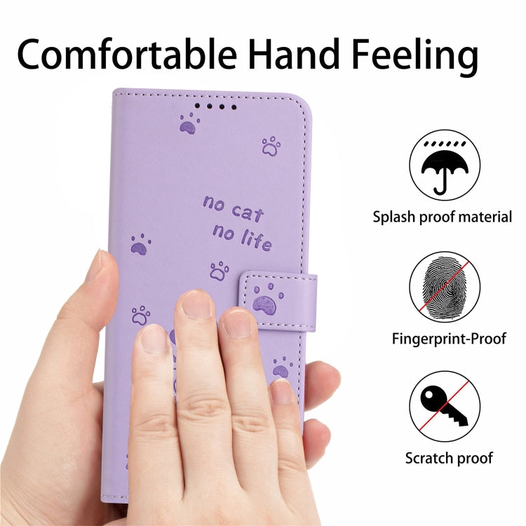 For Samsung Galaxy S25+ / S24+ 5G Embossed Kitten Phone Leather Case with Lanyard(Purple) - Galaxy S24+ 5G Cases by PMC Jewellery | Online Shopping South Africa | PMC Jewellery | Buy Now Pay Later Mobicred