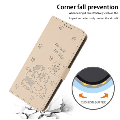 For Samsung Galaxy S25+ / S24+ 5G Embossed Kitten Phone Leather Case with Lanyard(Beige) - Galaxy S24+ 5G Cases by PMC Jewellery | Online Shopping South Africa | PMC Jewellery | Buy Now Pay Later Mobicred